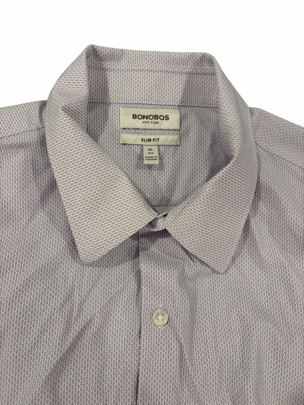 Bonobos Slim Fit Shirt Mens XL Purple Geometric Print Button Down Stretch